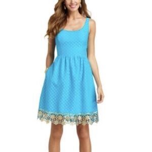 Lilly Pulitzer Java Dress Turquoise Dot Lace